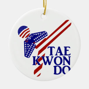 USA Taekwondo Kick (1) Ceramic Tree Decoration