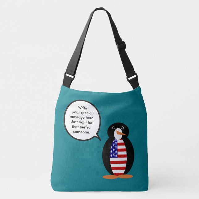 USA Talking Ms. Penguin Personalised Crossbody Bag (Front)