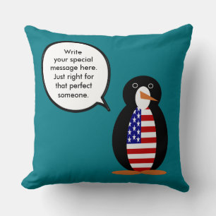 USA Talking Ms. Penguin Personalised Cushion