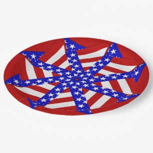 USA Teabag Folding Round 6,Red-PAPER PARTY PLATES