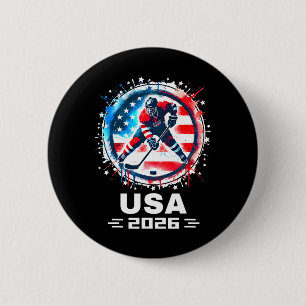 Usa Team 2026 Hockey American Flag Women Men Kids  6 Cm Round Badge
