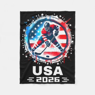 Usa Team 2026 Hockey American Flag Women Men Kids Fleece Blanket