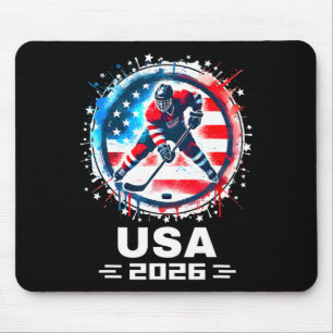 Usa Team 2026 Hockey American Flag Women Men Kids Mouse Pad