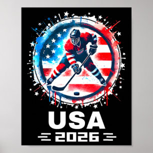 Usa Team 2026 Hockey American Flag Women Men Kids  Poster