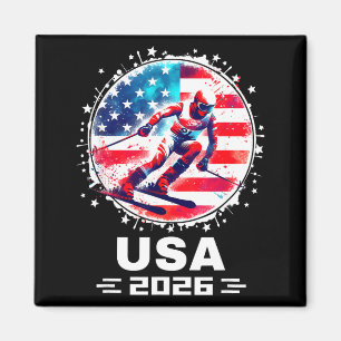 Usa team 2026 skiing shirt for men women kids magnet
