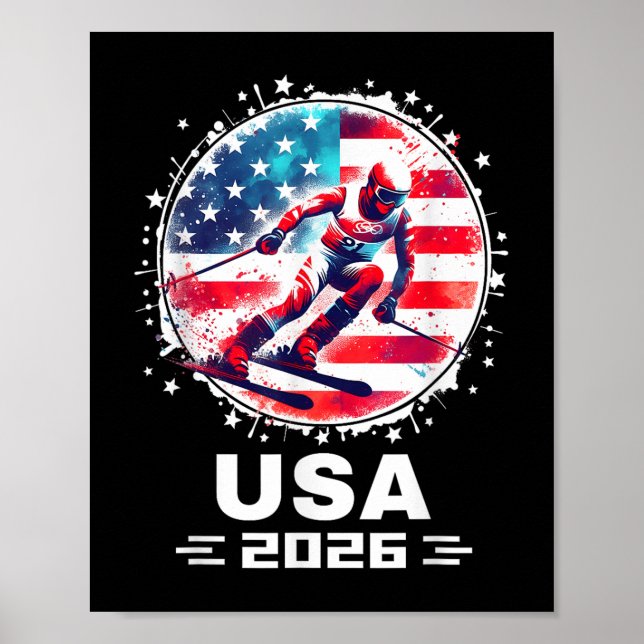 Usa Team 2026 Skiing Shirt For Men Women Kids Skii Poster (Front)