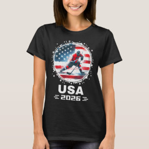 Usa Team 2026 United States American Flag Hockey U T-Shirt