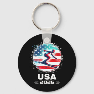 Usa Team 2026 United States American Flag Skiing U Key Ring