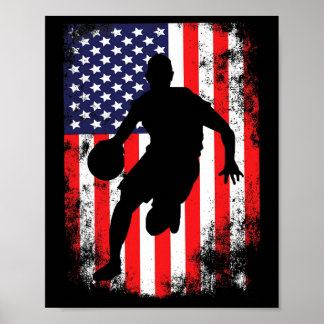 USA Team Basketball Supporter American Patriotic F Poster