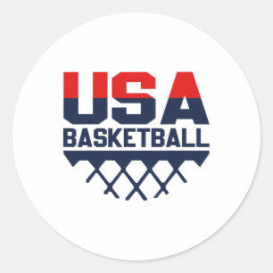 Usa Team Sports Basketball Classic Round Sticker