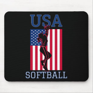 Usa Team Women Sports Patriotic American Flag Girl Mouse Pad