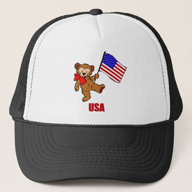 USA Teddy Bear Trucker Hat (Front)
