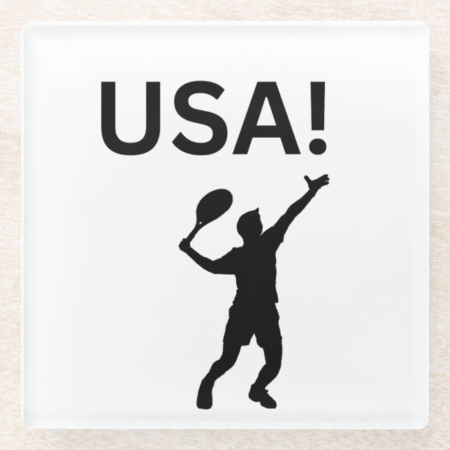 USA tennis player using dot as a ball  Glass Coaster (Front)
