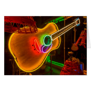 USA, Texas, Austin. Neon Guitar At Blackmail