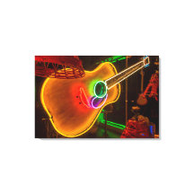 USA, Texas, Austin. Neon Guitar At Blackmail