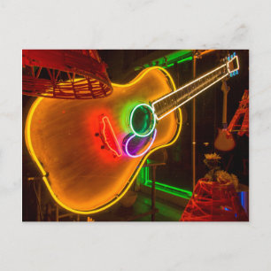 USA, Texas, Austin. Neon Guitar At Blackmail Postcard