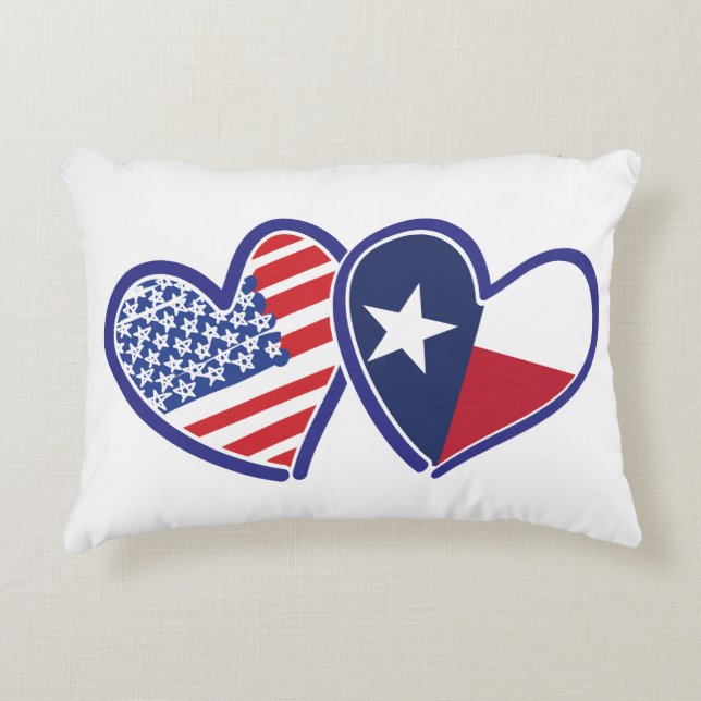 USA-Texas-Flag-Heart Decorative Cushion (Front)