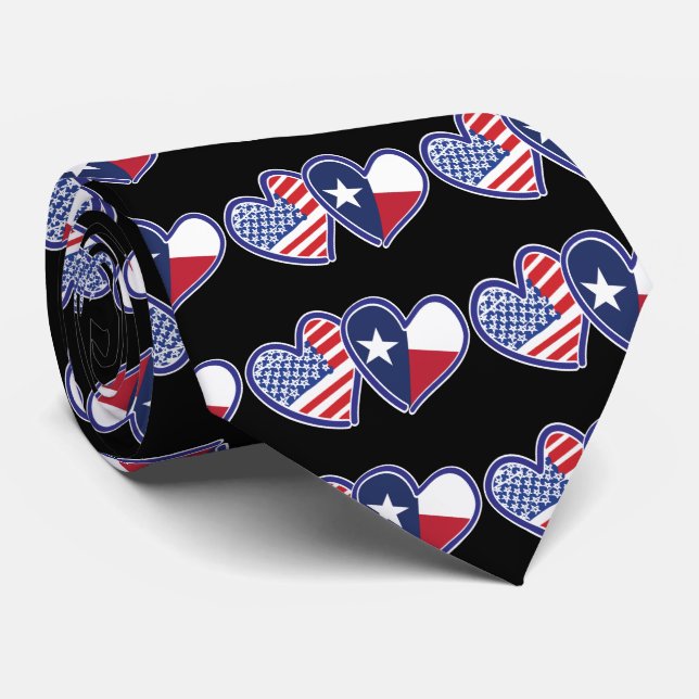 USA-Texas-Flag-Heart Tie (Rolled)