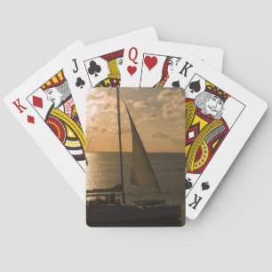 USA, Texas, South Padre Island. Sailboat Playing Cards