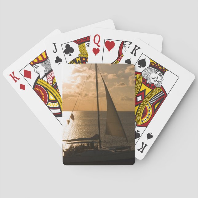 USA, Texas, South Padre Island. Sailboat Playing Cards (Back)