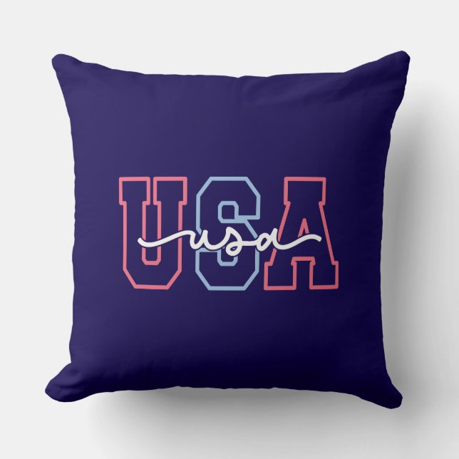 USA Text 4th Of July Design-62118 Cushion (Front)