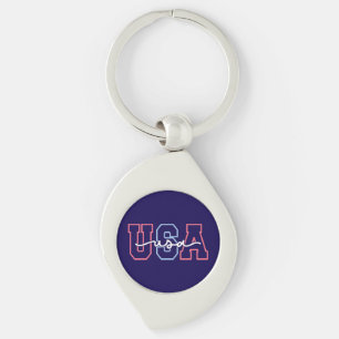 USA Text 4th Of July Design-62118 Key Ring