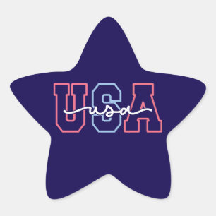 USA Text 4th Of July Design-62118 Star Sticker