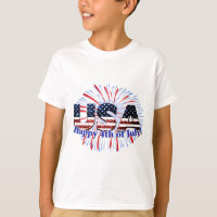 USA text flag glitters fireworks Happy 4th of July