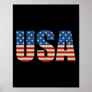 Usa Text Flag Shirt - American Flag Patriotic 4th  Poster