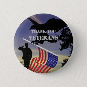 USA Thank You Veterans Custom Size Pin Button