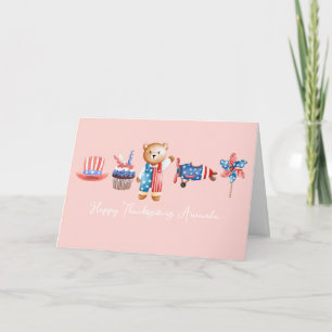 USA Thanksgiving, Personalised American Birthday Card