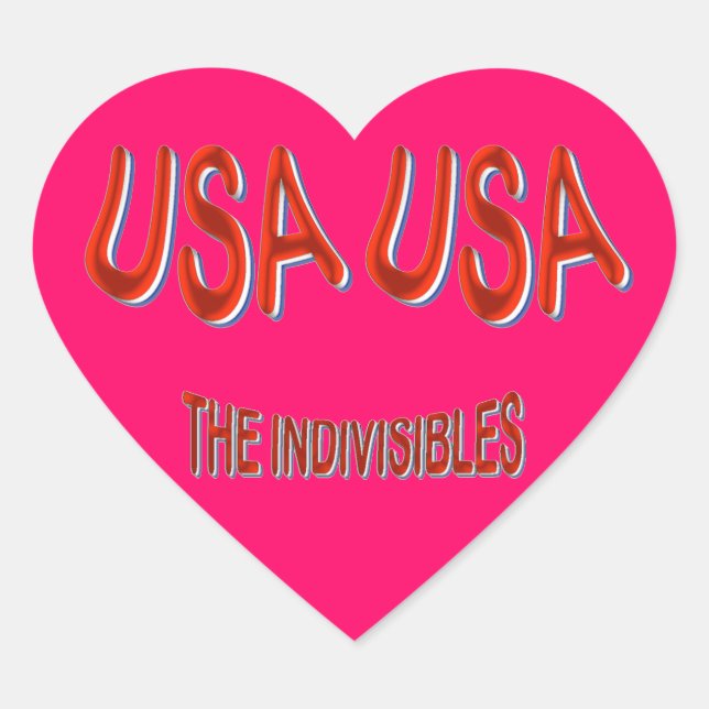 USA THE INDIVISIBLES Red White Blue Heart Sticker (Front)