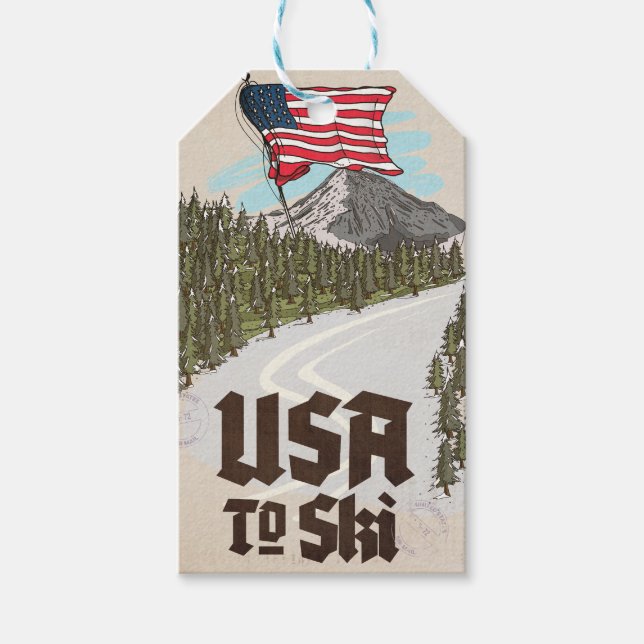 USA To Ski Gift Tags (Front)