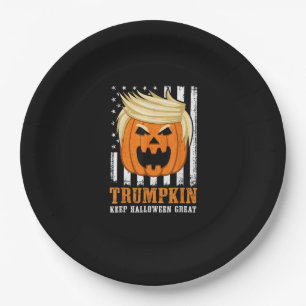 Usa Trumpkin Keep Halloween Great Funny Paper Plate