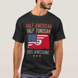 Usa Tunisia Flag Half American Half Tunisian T-Shirt