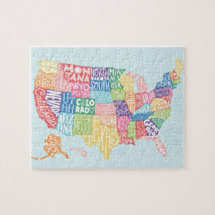 USA Typography Map Jigsaw Puzzle