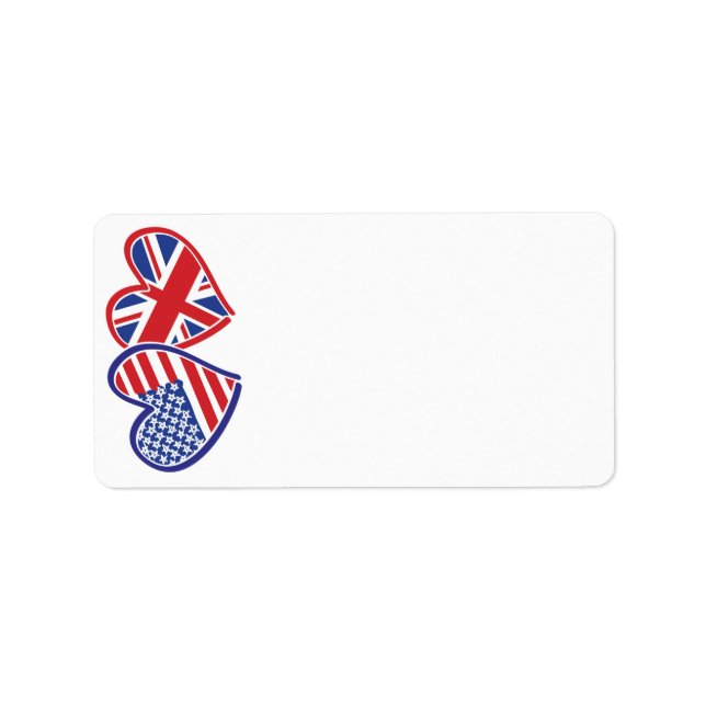 USA UK Flag Heart Label (Front)