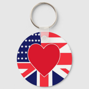 USA/UK Love Key Ring