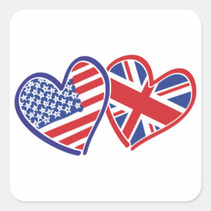 USA---UK-Love Square Sticker