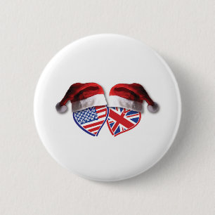 USA-UK-Santa-Hats 6 Cm Round Badge