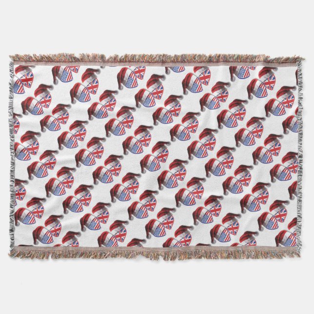 USA-UK-Santa-Hats Throw Blanket (Front)