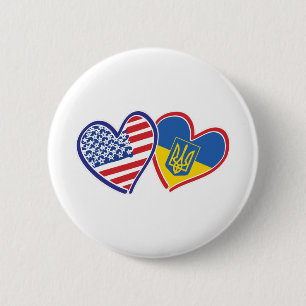 USA-Ukraine-Flags 6 Cm Round Badge