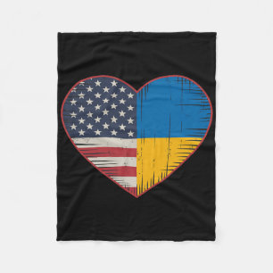 Usa Ukraine Heart - Dual Citizenship Fleece Blanket