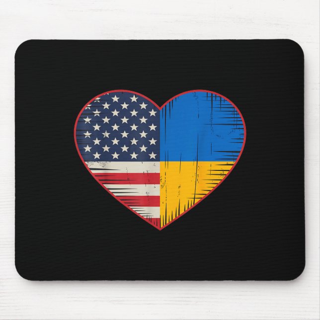 Usa Ukraine Heart - Dual Citizenship  Mouse Pad (Front)