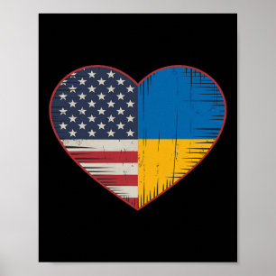 Usa Ukraine Heart - Dual Citizenship Poster