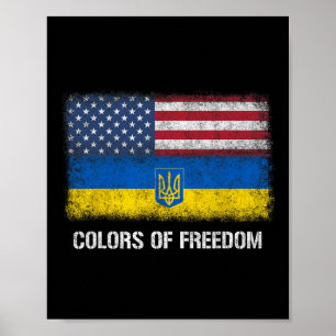 Usa Ukraine Ukrainian American Flag Colors Of Free Poster