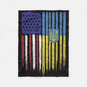Usa Ukraine Ukrainian Flag Trident Roots Fleece Blanket