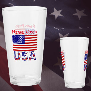 USA United States America Flag Red Personalisation Glass