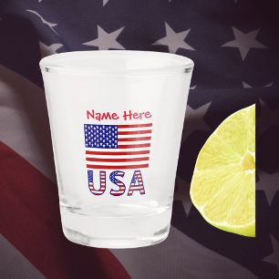 USA United States America Flag Red Personalisation Shot Glass