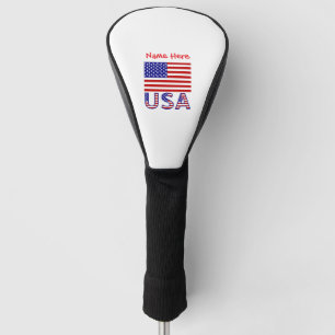 USA United States America Flag Red Personalised Golf Head Cover
